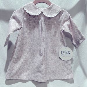 9 months, sweet lavender and white flannel dress